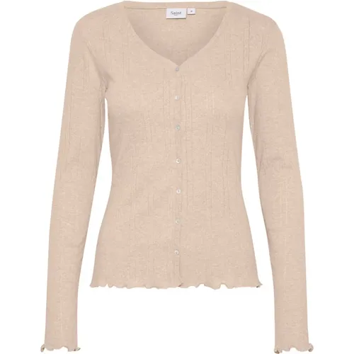 Melange Cardigan Top , Damen, Größe: L - Saint Tropez - Modalova