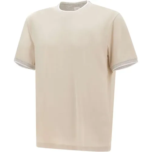 Herren Baumwoll T-shirt Sand , Herren, Größe: 2XL - Eleventy - Modalova