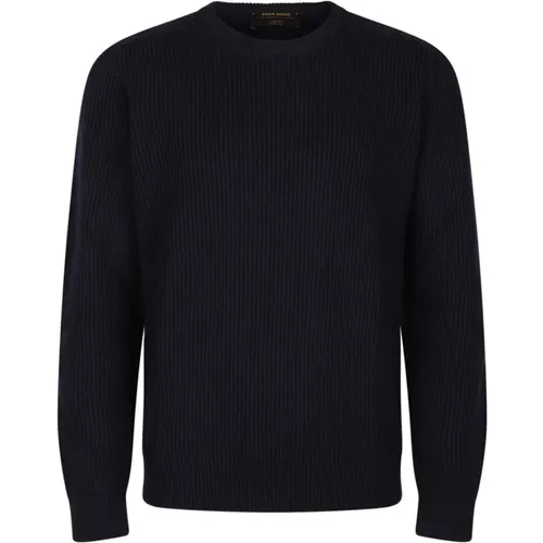 Navy Blue Crew Neck Sweater , male, Sizes: 2XL, XL, L - Gran Sasso - Modalova