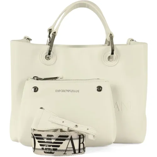 Mittelgroße Handtasche mit geprägtem Logo , Damen, Größe: ONE Size - Emporio Armani - Modalova