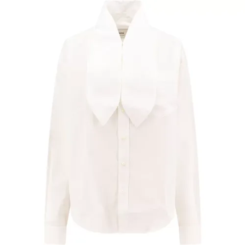 Weiße Bluse Langarm , Damen, Größe: L - Ami Paris - Modalova
