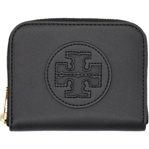 Schwarzes Leder Reißverschluss Brieftasche Ella Bio - TORY BURCH - Modalova