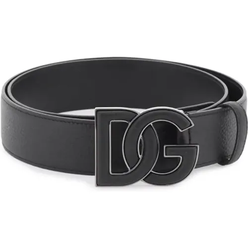Deer Print Leather Belt with DG Logo Buckle , male, Sizes: 85 CM, 100 CM, 90 CM, 95 CM, 105 CM - Dolce & Gabbana - Modalova