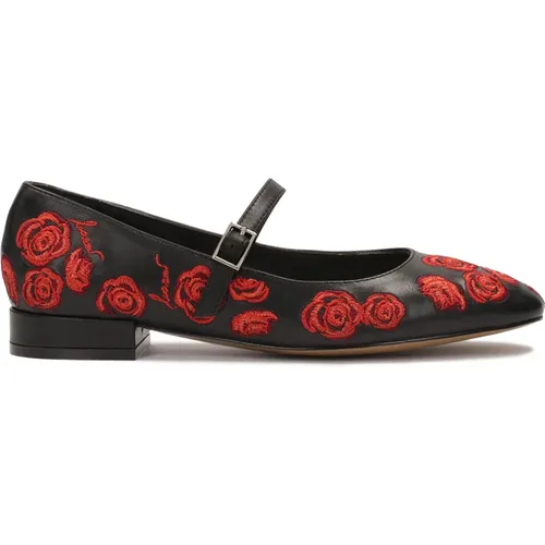 Schwarze flache Pumps mit Blumen , Damen, Größe: 35 EU - Kazar - Modalova