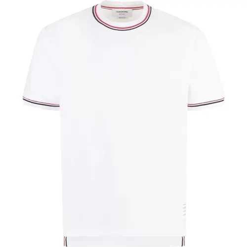Cotton T-Shirt with Ribbed Trims , male, Sizes: XL, L, S, M - Thom Browne - Modalova