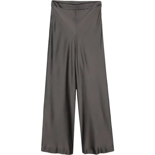 Graue Satin Weitbein Hose , Damen, Größe: L - alberta ferretti - Modalova