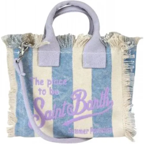 Gestreifte Vanity Mini Tasche Blau/Lila - MC2 Saint Barth - Modalova