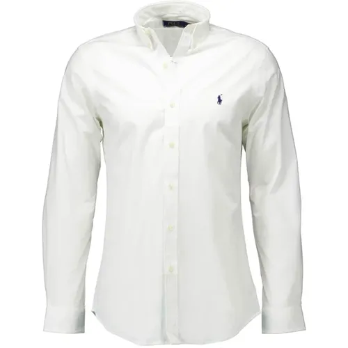 Zeitloses Weißes Slim Fit Polo Hemd mit Klassischem Kragen , Herren, Größe: M - Ralph Lauren - Modalova
