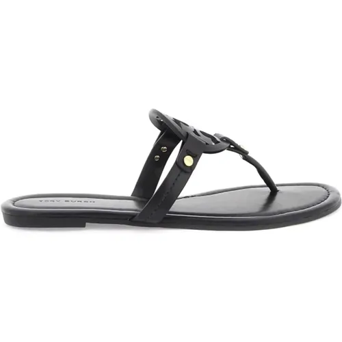 Miller Leder Flip-Flop Slides , Damen, Größe: 36 EU - TORY BURCH - Modalova