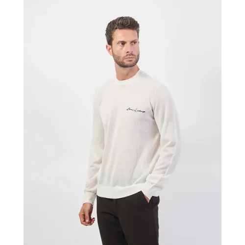 Weißer Pullover Gerippter Rundhalsausschnitt - Armani Exchange - Modalova