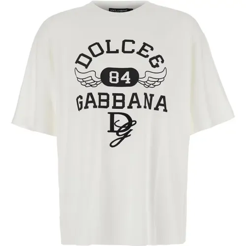 Weiße T-Shirts und Polos mit DG Patch , Herren, Größe: L - Dolce & Gabbana - Modalova