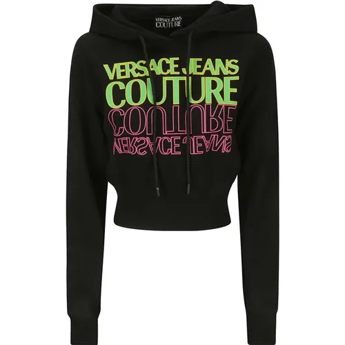 Hooded Sweatshirt with Front Zip , female, Sizes: L, M - Versace Jeans Couture - Modalova