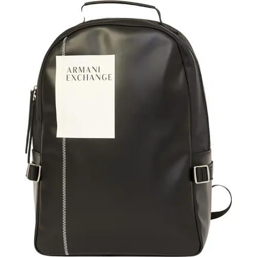 Schwarzer Polyester Reißverschluss Rucksack Logo Patch - Armani Exchange - Modalova