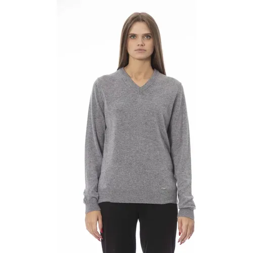 Trendiges Langarm V-Ausschnitt Top,Trendiger Langarm V-Ausschnitt Pullover - Baldinini - Modalova