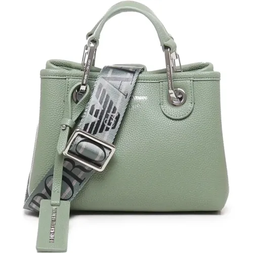 Hammered Texture Bag with Logo Print , female, Sizes: ONE SIZE - Emporio Armani - Modalova