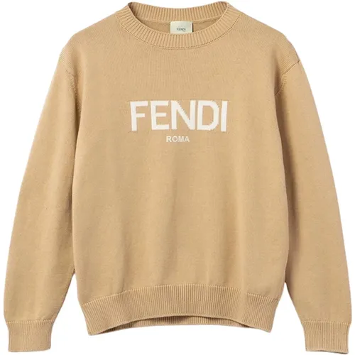 Sand Strickpullover Rundhalsausschnitt Langarm - Fendi - Modalova