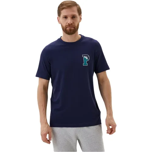 Grafisches Squad Baumwoll T-Shirt , Herren, Größe: L - Puma - Modalova