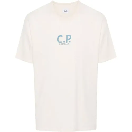 T-Shirt mit Logo-Print , Herren, Größe: L - C.P. Company - Modalova