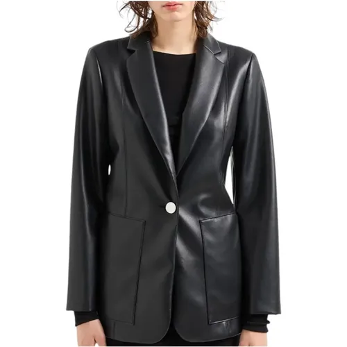 Schwarzer Americana Blazer Stil , Damen, Größe: S - Armani Exchange - Modalova