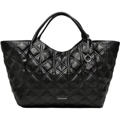 Quilted Leather Bag with Logo Charm , female, Sizes: ONE SIZE - Emporio Armani - Modalova