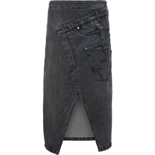 Grauer Denim Wickelrock , Damen, Größe: 2XS - JW Anderson - Modalova