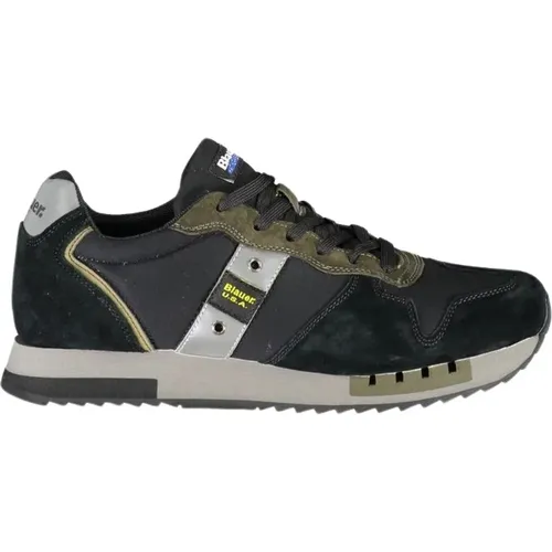 Black Sports Sneakers with Contrasting Accents , male, Sizes: 10 UK, 11 UK - Blauer - Modalova