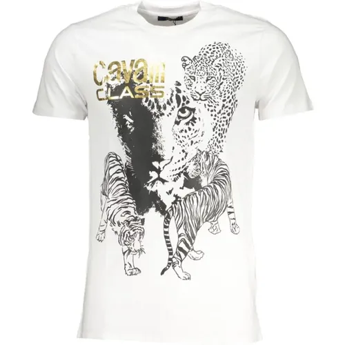 Print Logo Short Sleeve Cotton Tee , male, Sizes: XL, 2XL, L - Cavalli Class - Modalova