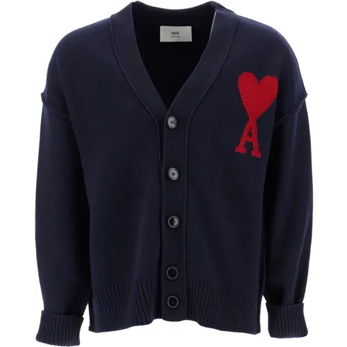 Heart Wool Cardigan , female, Sizes: M - Ami Paris - Modalova