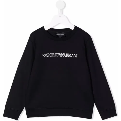 Navy Logo Sweatshirt,Navy Aquila Sweatshirt,Knitwear,Sweatshirts - Emporio Armani - Modalova