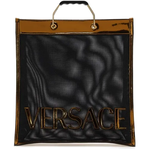 Schwarze Mesh--Einkaufstasche - Versace - Modalova
