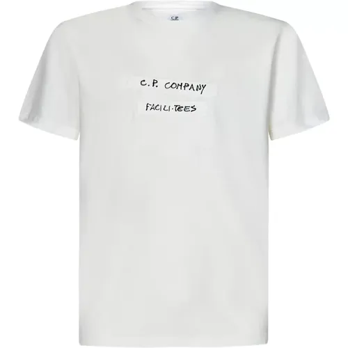 Weißes T-Shirt mit britischem Matrosenmotiv , Herren, Größe: S - C.P. Company - Modalova