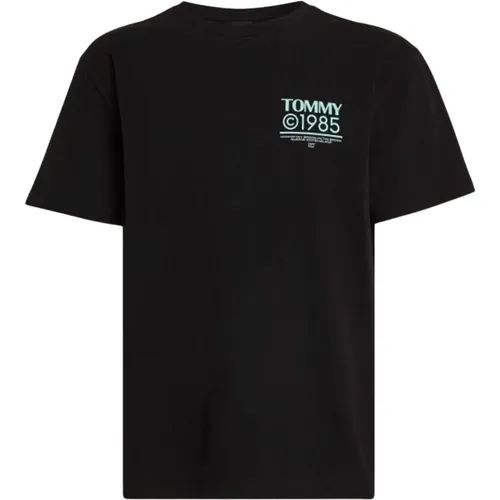Bio-Baumwolle Logo T-Shirt Schwarz , Herren, Größe: 2XL - Tommy Jeans - Modalova