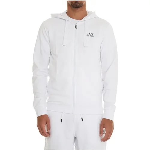 Zip Hooded Sweatshirt Logo Elasticated Spring , male, Sizes: XL - Emporio Armani EA7 - Modalova