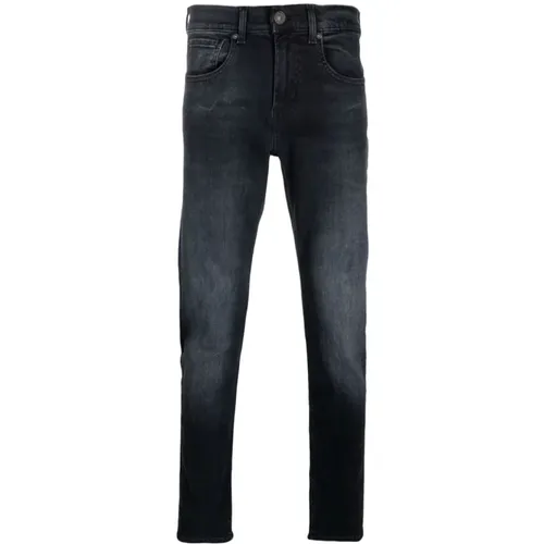 Blaue Denim-Jeans mit Logo-Patch , Herren, Größe: W32 - 7 For All Mankind - Modalova