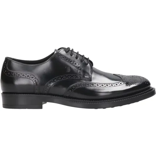 Schwarze Leder Derby Schuhe , Herren, Größe: 42 1/2 EU - TOD'S - Modalova