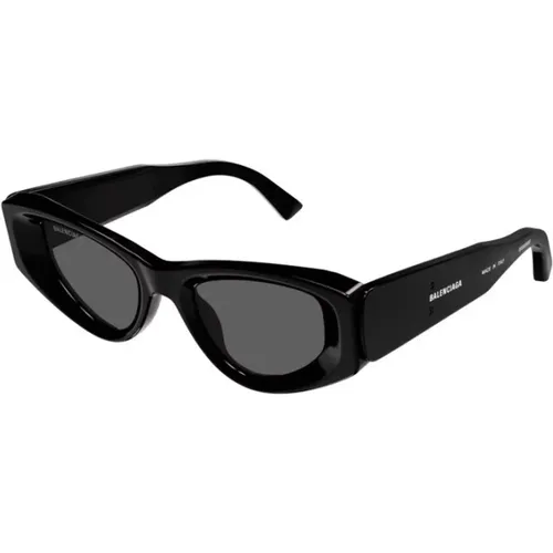 Schwarzer Rahmen Graue Linse Sonnenbrille , Damen, Größe: 48 MM - Balenciaga - Modalova