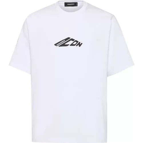 Weißes T-Shirt mit Stil D20033 , Herren, Größe: M - Dsquared2 - Modalova