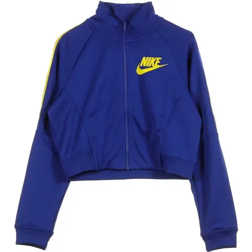 Blaue/Gelbe Track Jacket , Damen, Größe: L - Nike - Modalova