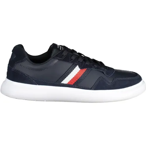 Blaue Sportliche Schnürschuhe Kontrast-Logo , Herren, Größe: 41 EU - Tommy Hilfiger - Modalova