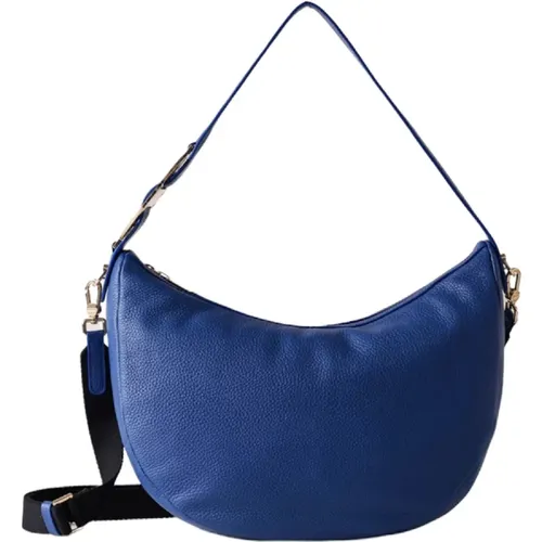Luna Bag 011 Medium Blaue Leder Umhängetasche , Damen, Größe: ONE Size - Borbonese - Modalova