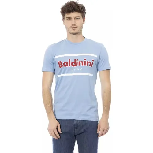 Elegantes hellblaues Baumwoll-T-Shirt , Herren, Größe: M - Baldinini - Modalova