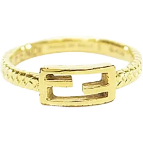 Pre-owned Gold Metal Ring , female, Sizes: ONE SIZE - Fendi Vintage - Modalova