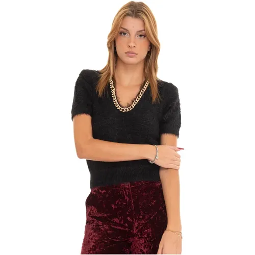 Short Sleeve V-Neck Pullover , female, Sizes: S - Liu Jo - Modalova