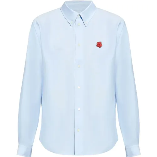 Blaues Popeline besticktes Hemd , Herren, Größe: M - Kenzo - Modalova