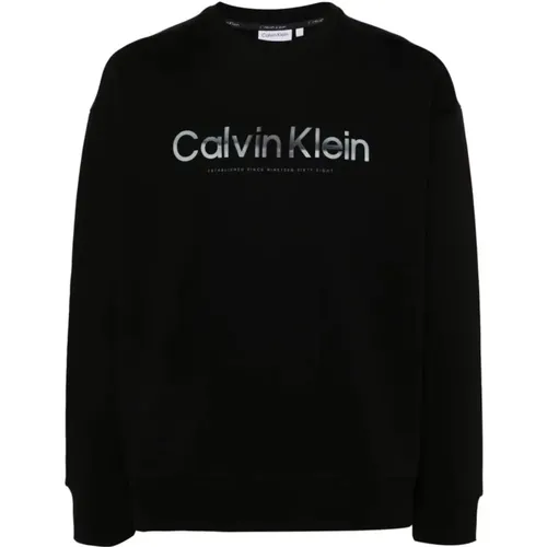 Schwarzer Diffuser Logo-Sweatshirt , Herren, Größe: L - Calvin Klein - Modalova