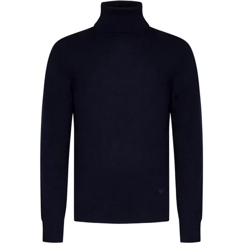 Navy Cashmere Turtleneck Sweatshirt , male, Sizes: M, XL, L - Emporio Armani - Modalova