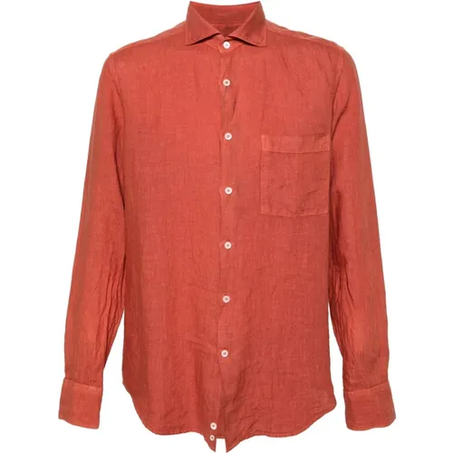 Linen Shirt with Chest Pocket , male, Sizes: 2XL, L, M - Canali - Modalova