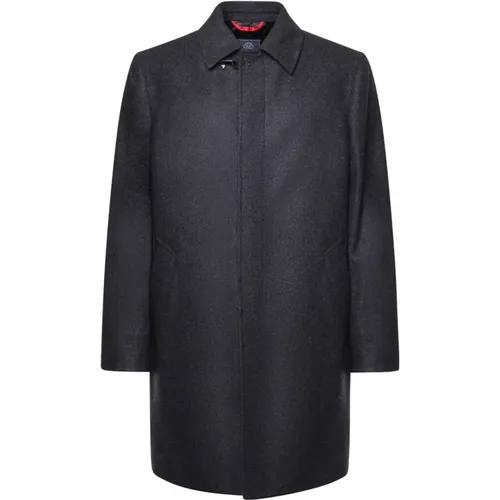 Grey Wool Cashmere Coat with Slit , male, Sizes: M, XL, 2XL, L - Fay - Modalova