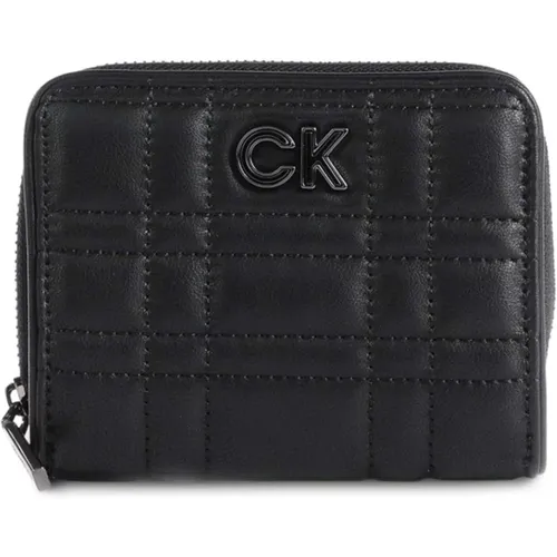 Metallic Fastening Leather Wallet with Credit Card Holder - Calvin Klein - Modalova