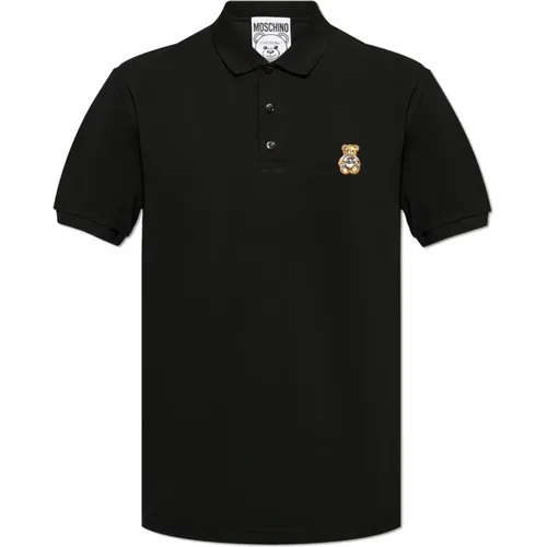 Polo mit einem Patch , Herren, Größe: M - Moschino - Modalova